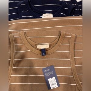 Universal Thread Navy and Tan Striped Midi dresses